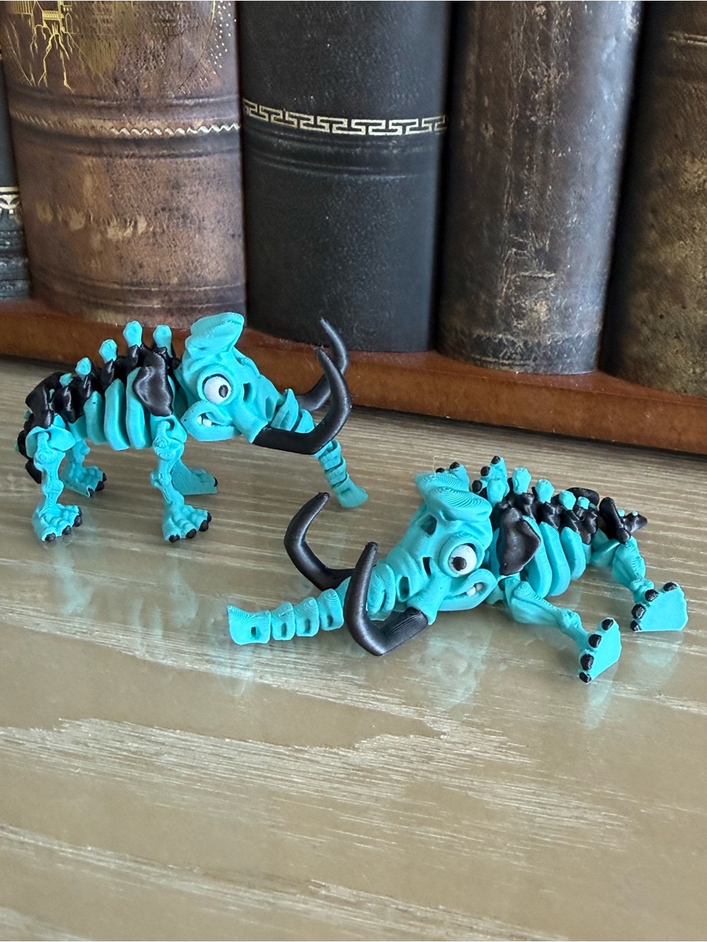 3D printed Turquoise & Black Mammoth 🦣 Skeleton Figurines